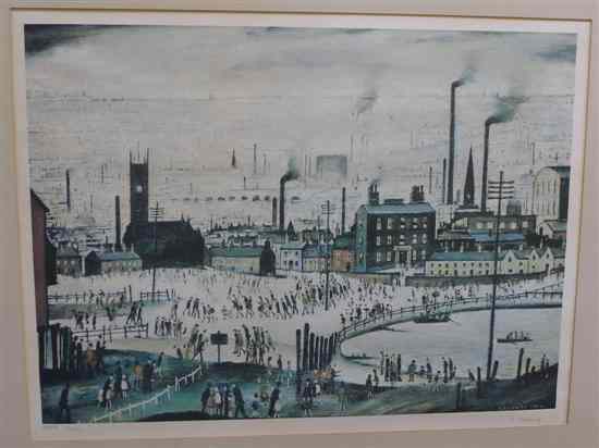 Appraisal: Laurence Stephen Lowry - collotype An Industrial Town signed in