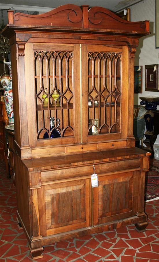 Appraisal: Continental rosewood bookcase cabinet H W D dimensions of base