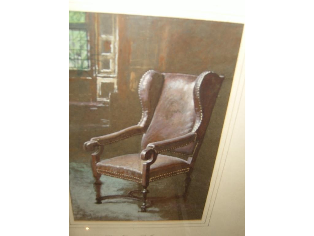 Appraisal: A watercolour and gouache study of an interior scene with