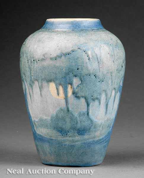 Appraisal: A Newcomb College Art Pottery Matte Glaze Moon and Moss