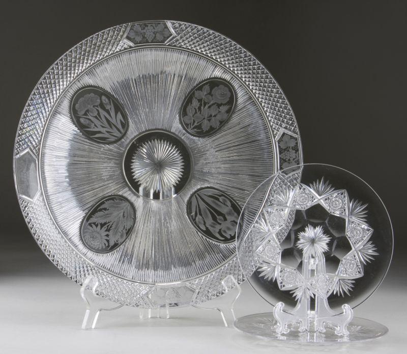 Appraisal: Sinclaire Cut Glass Platter round form cut in the rare