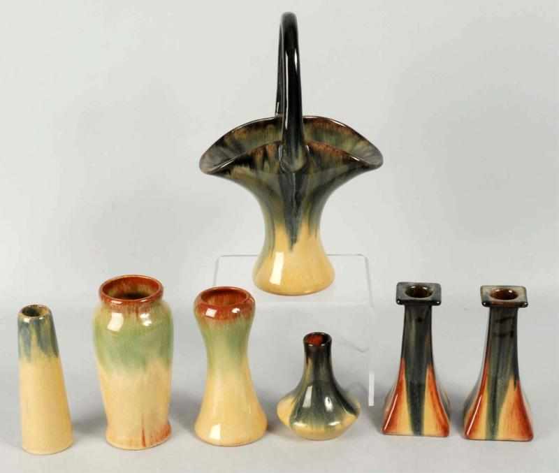 Appraisal: Lot of Muncie Pottery Pieces Description All in blended glazes