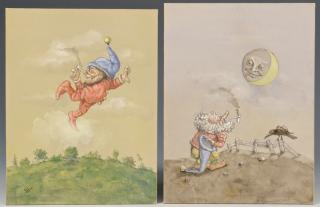 Appraisal: Werner Wildner Gnomes unframed Werner Wildner Nashville Tennessee - two