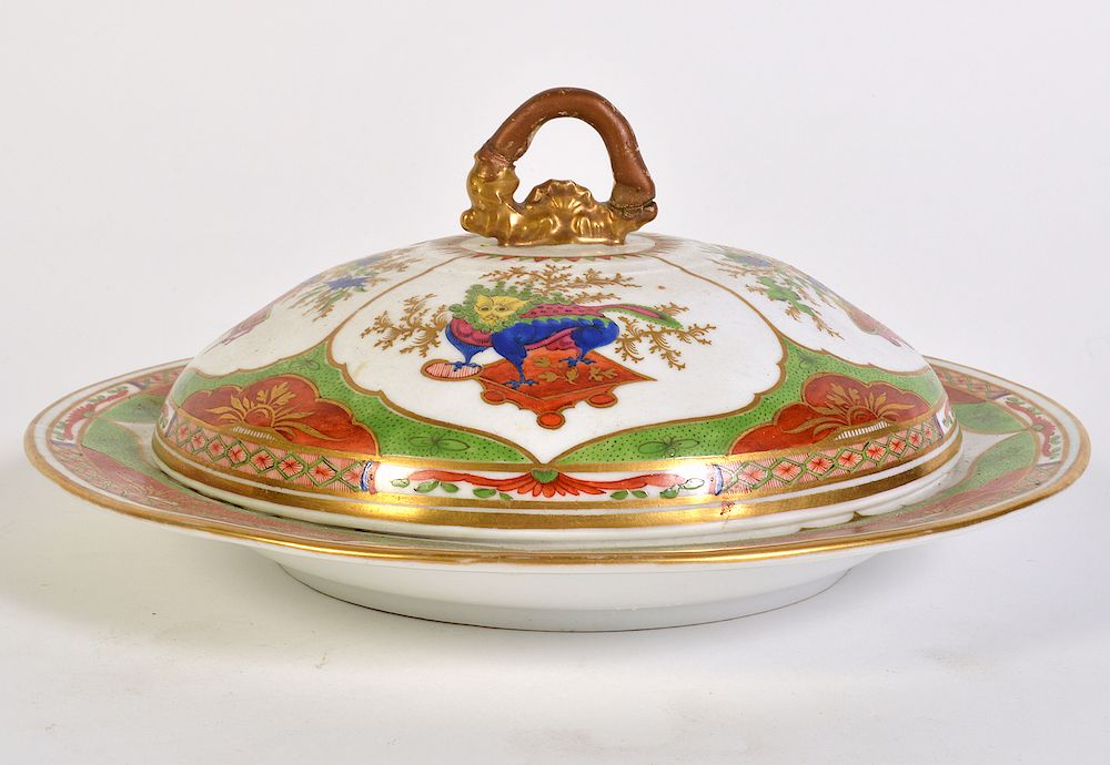 Appraisal: Bengal Tiger Porcelain Covered Serving Bowl Chamberlain Worcester Bengal Tiger