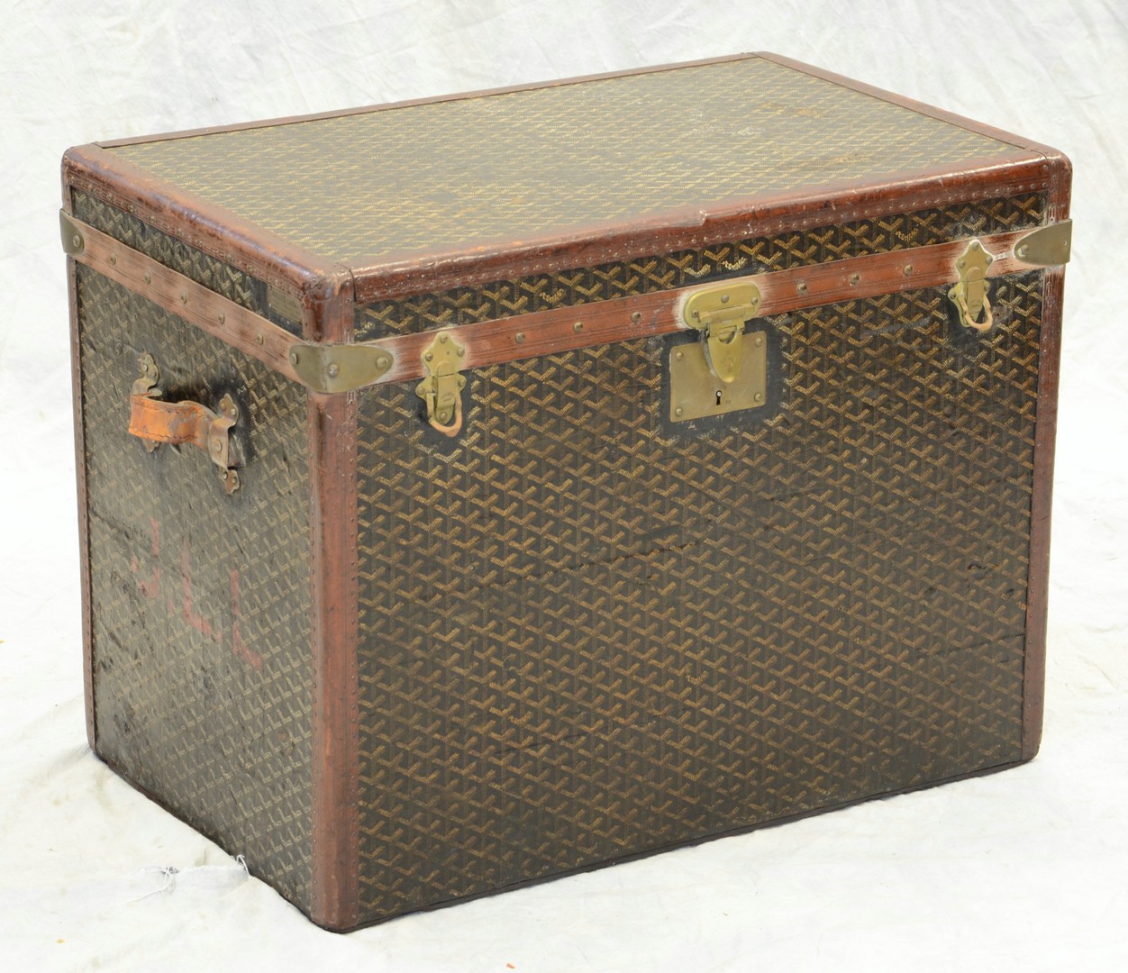 Appraisal: Malles Goyard Paris hand painted trunk with tray inserts leather