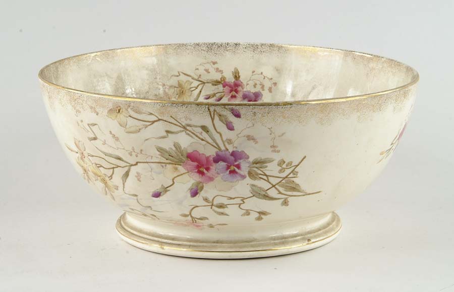 Appraisal: DECORATED IRONSTONE PUNCHBOWL Inside and out decorated with pansy-like flower