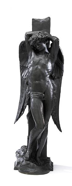 Appraisal: A French patinated bronze figure of Cupid bound after a