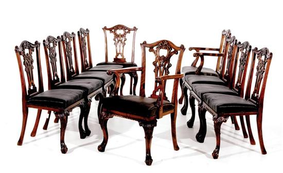 Appraisal: Chippendale style mahogany dining chairs set of ten late th