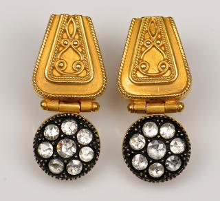 Appraisal: K Etruscan style Rose Cut Dia Earrings Pair K Etruscan