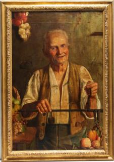 Appraisal: Signed Caloji A Genre portrait of fruit merchant oil on