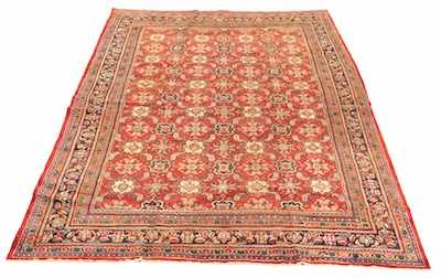 Appraisal: An Antique Mahal Carpet Overal panel design within rusty red