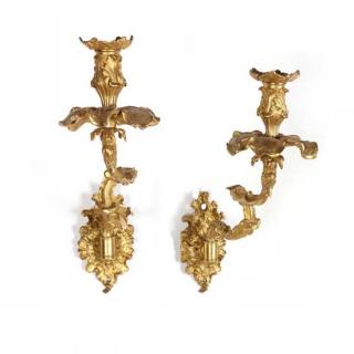 Appraisal: Pair of Louis XV Style Swing Arm Sconces circa gilt