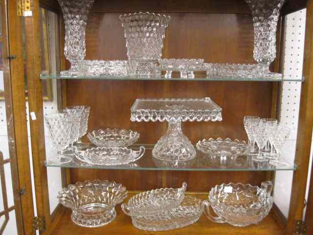 Appraisal: pcs of Fostoria ''American'' Glassware includes cake stand vases bowls