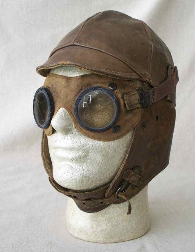 Appraisal: LEATHER AMERICAN MANUFACTURED FLIGHT HELMET WWI The helmet has the