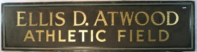 Appraisal: ELLIS D ATWOOD ATHLETIC FIELD SIGN LARGEWOODEN SAND FINISH EARLY