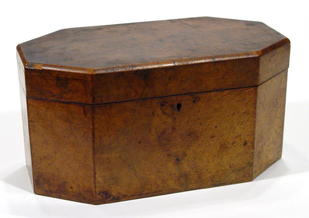 Appraisal: Victorian octagonal burr walnut box with velvet lined interior cm