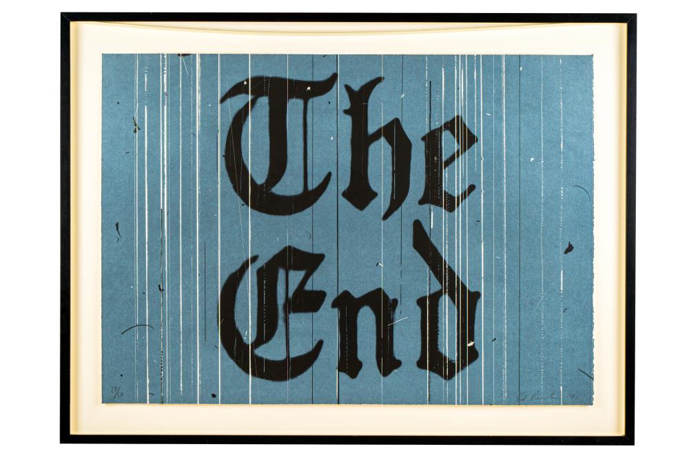 Appraisal: ED RUSCHA B THE END The End E Lithograph in