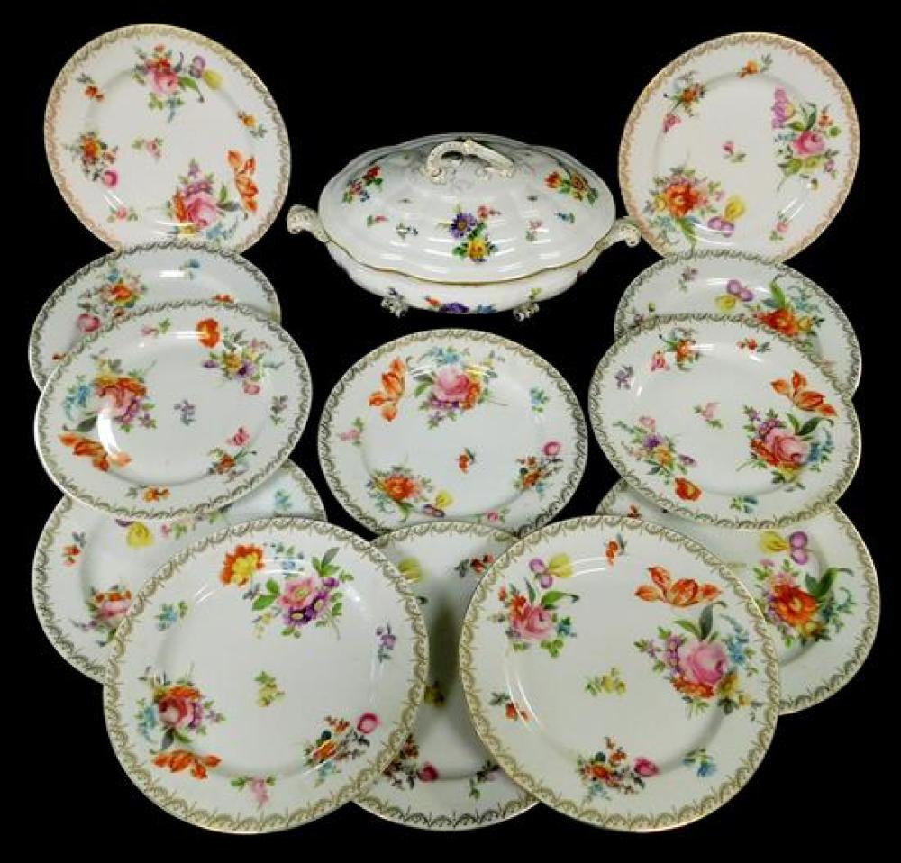 Appraisal: Pirkenhammer and Rosenthal hand-painted china thirteen pieces all with polychrome