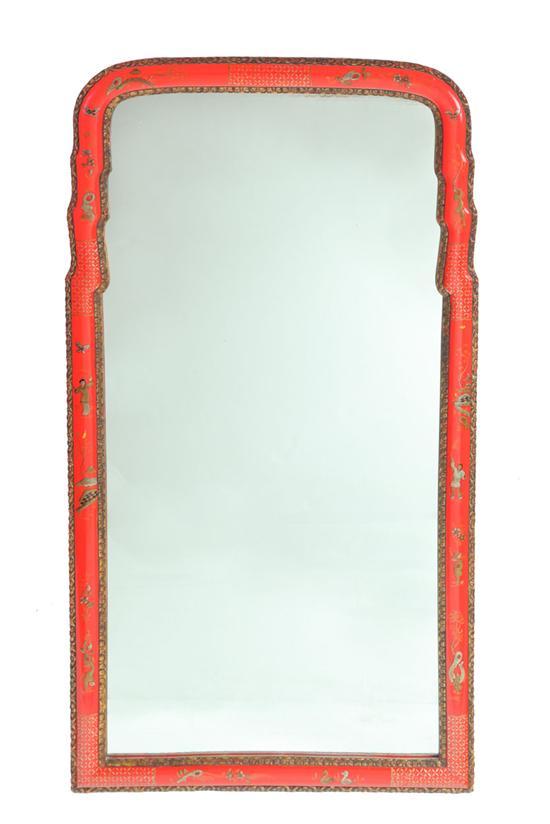 Appraisal: MIRROR American late th century wood and glass Red lacquered