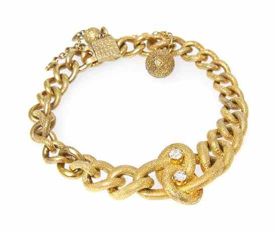 Appraisal: A Victorian Yellow Gold and Diamond Bracelet in a graduated