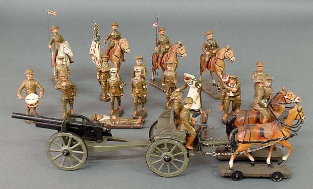 Appraisal: World War I toy soldiers by Elastolin Germany nineteen figures