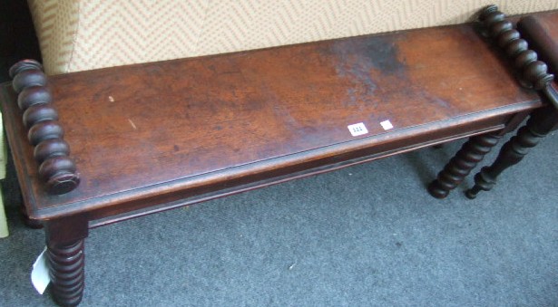 Appraisal: An early Victorian mahogany hall bench with bobbin turned legs