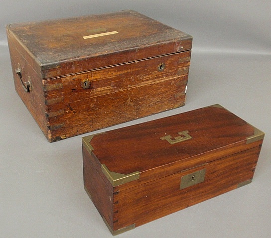 Appraisal: - Two th c storage boxes with brass mounts and