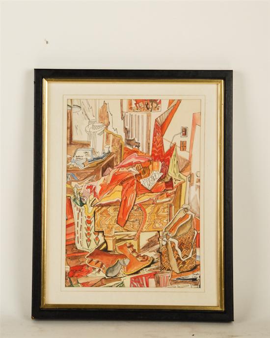 Appraisal: Annette Cohen Pen Watercolor Messy Room Signed lower right Framed