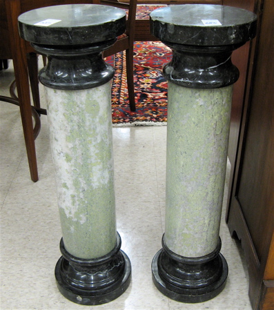 Appraisal: PAIR OF CYLINDRICAL MARBLE PEDESTALS Italian marble th century each