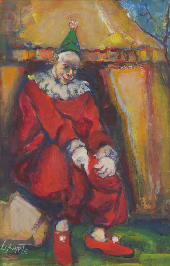 Appraisal: LIBERTE Jean Italian - Seated Clown Gouache '' x ''