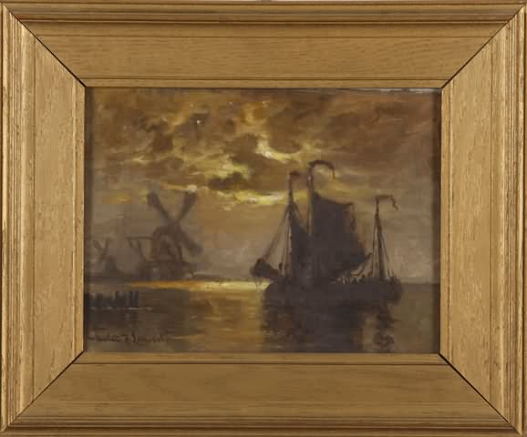 Appraisal: Moonlight on the Meuse Holland oil on canvas x SLL