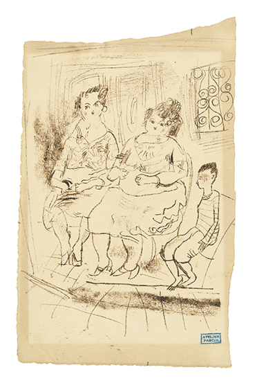 Appraisal: JULES PASCIN Deux femmes assises Pen and brown ink on