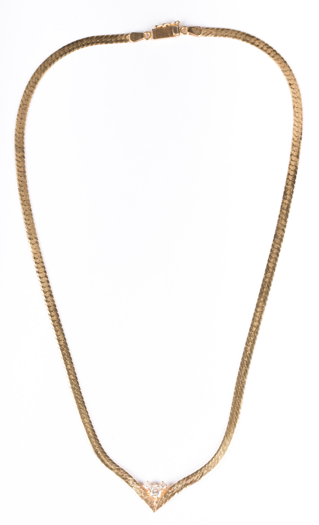 Appraisal: A Lady's Diamond and Gold Chevron Necklace K gold herringbone