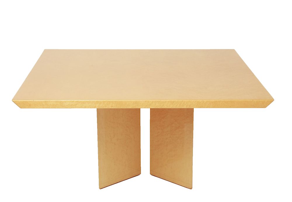 Appraisal: Modern Bird's Eye Maple -Pedestal Dining Table Modern bird's eye