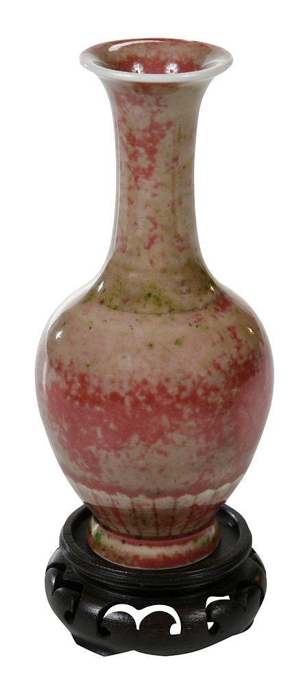 Appraisal: Chinese Porcelain Peach Bloom Glazed Vase with underglaze blue reign