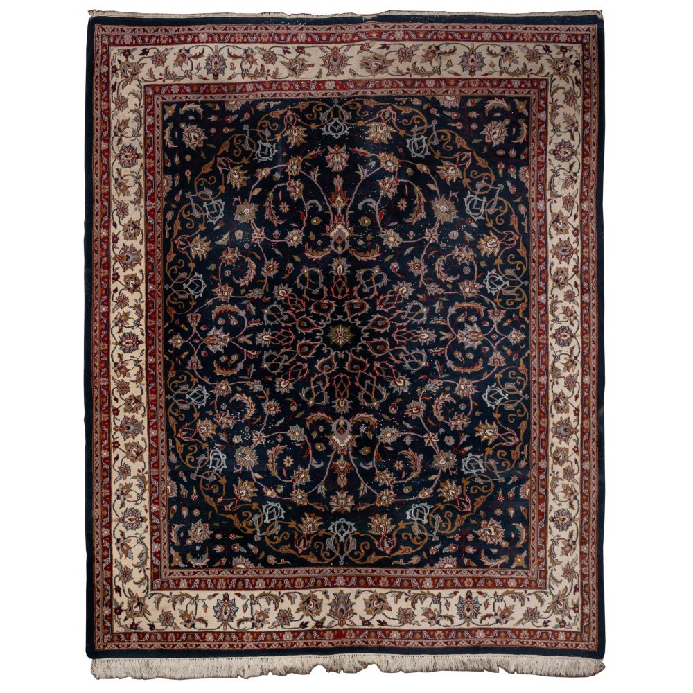 Appraisal: KASHAN PERSIAN WOOL RUGHandwoven in an abstract floral and feather