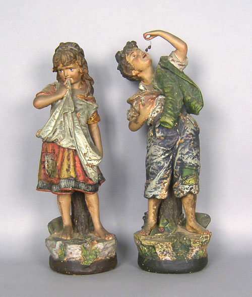 Appraisal: Pair Austrian composition figures of a boy and girl h