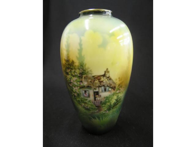 Appraisal: R S Prussia Porcelain Cottage Scene Vase excellent