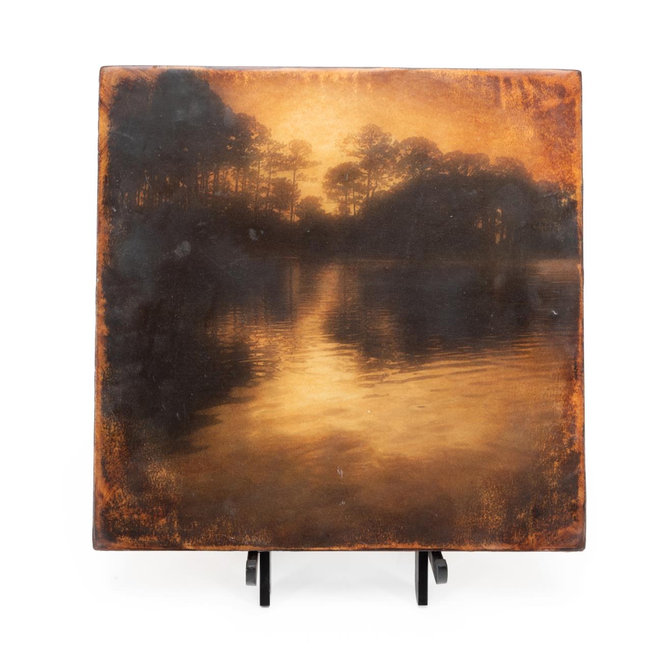 Appraisal: MICHAEL WEST MIDNIGHT LAKE ENCAUSTIC SEPIA PHOTO Michael West American