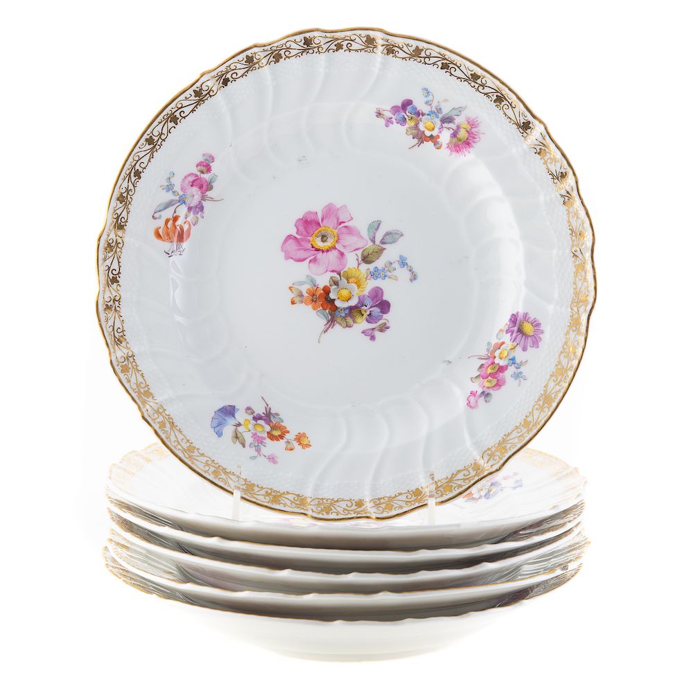 Appraisal: Six KPM Floral Decorated China Plates early th century gilt