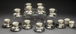 Appraisal: Lenox demitasse cups w Gorham sterling zarfs Set of Lenox