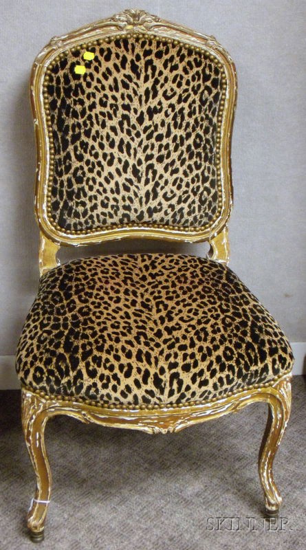 Appraisal: Louis XV Style Upholstered Carved Giltwood Side Chair