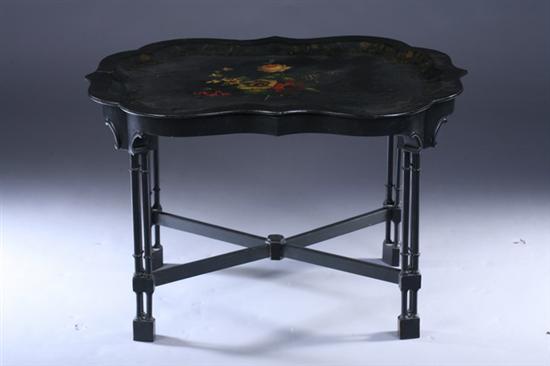 Appraisal: PAPIER M CH TRAY-TOP LOW TABLE th century on later