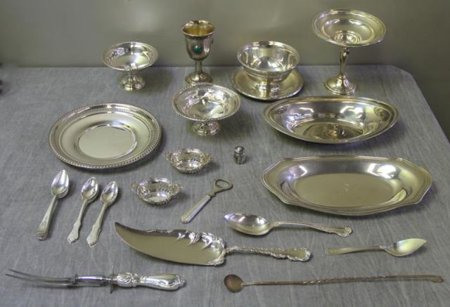 Appraisal: STERLING Miscellaneous Hollow Ware and Flatware Includes a Stanetzky Kiddush