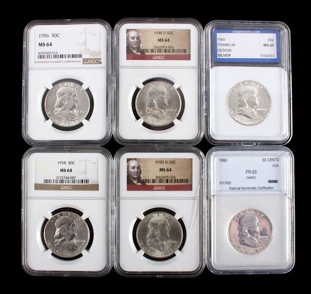 Appraisal: Graded Franklin Half Dollar Collection This is a collection of