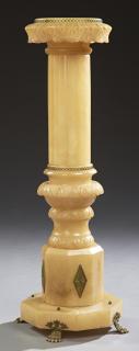 Appraisal: French Bronze Mounted Carved Alabaster Column ear French Bronze Mounted