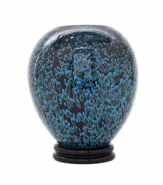 Appraisal: A Contemporary Glass Vase of ovoid form having a blue