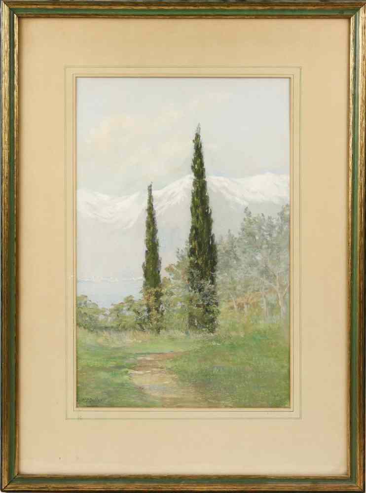 Appraisal: PASTEL - View of the Italian Alps and Lake through