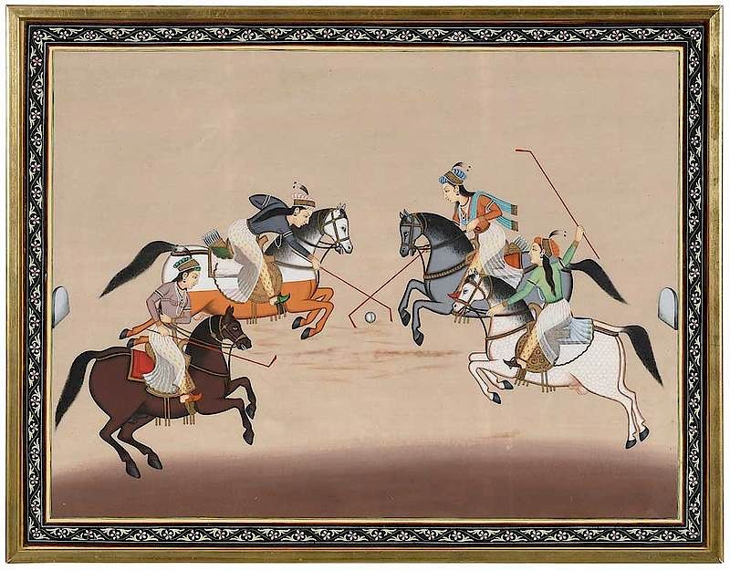 Appraisal: Indian School th century Four Women Playing Polo unsigned gouache