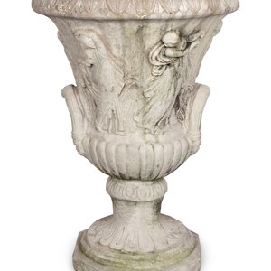 Appraisal: A Grecian Style Cast Concrete Garden Urn Height x diameter